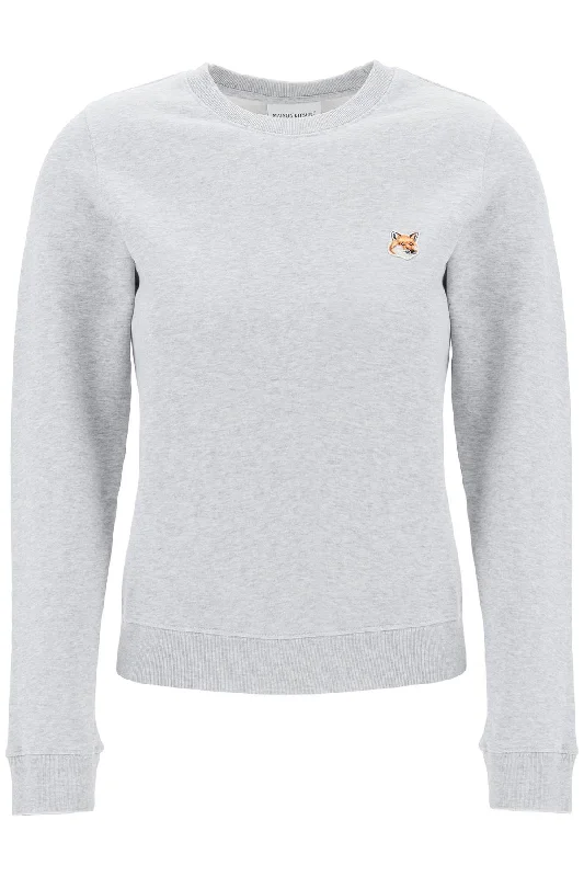 fox head regular fit sweatshirt LW00302KM0001 LIGHT GREY MELANGE Hoodie with V-Neck Classic Versatile