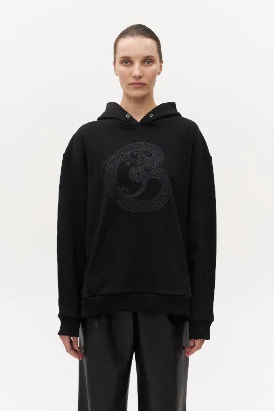 Hoodie "Dragon" Hoodie with Distressed Vintage Worn