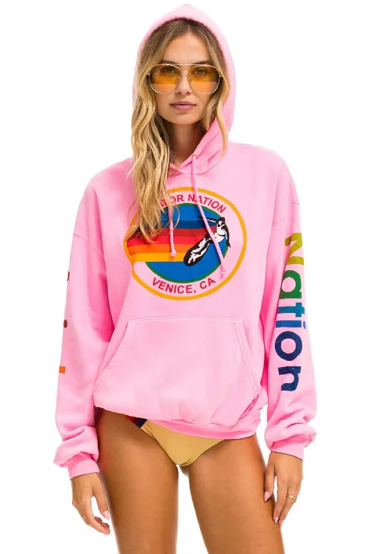 Hoodie Aviator Natio Hdprxan Neon-Pink Hoodie with Hidden Zipper Minimalist Clean