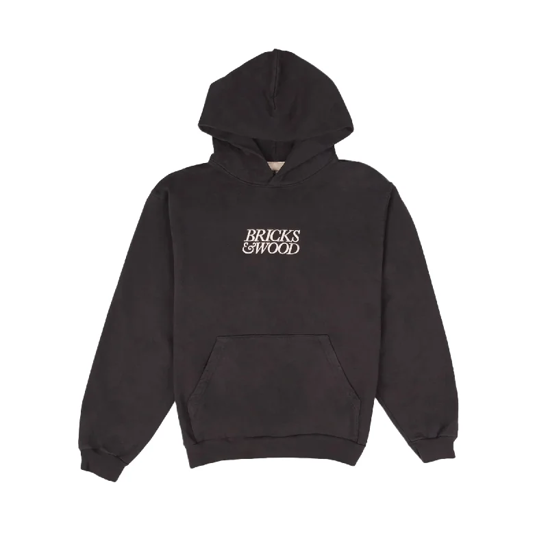 Bricks & Wood Mens Logo Hoodie Hoodie with Hem Raw Edge Edgy Unfinished