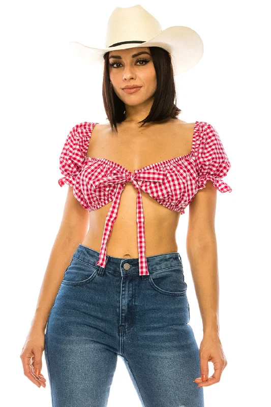 GINGHAM CROP TOP Layered Multi-layer Single Layer