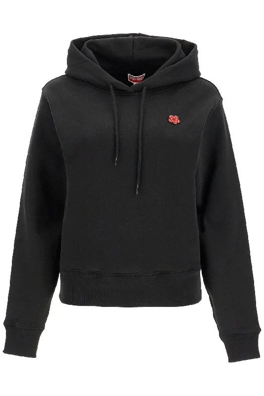 hooded sweatshirt with bo FE62SW1624MT BLACK Hoodie with Hem Detail Decorative Unique