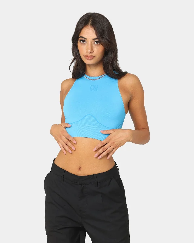 Puma Women's Infuse EvoKnit Crop Top Blue Fleece Nylon Spandex