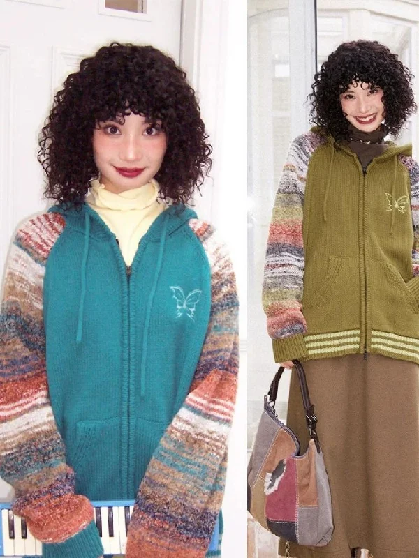 Knit Loose Hooded Sweater Cardigan【s0000005122】 Stretchy Elastic Breathable