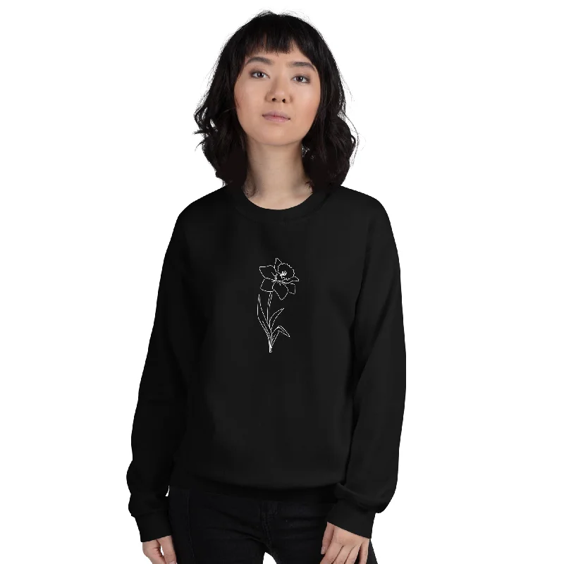 Daffodil Crewneck Sweatshirt Hoodie with Puffed Sleeves Voluminous Trendy