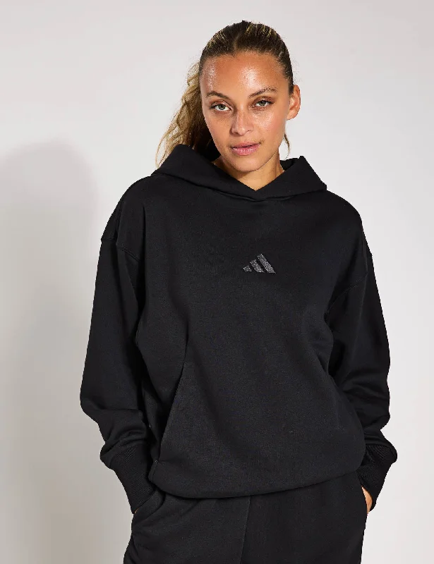 ALL SZN Fleece Loose Hoodie - Black Hoodie with Hem Contrast Bold Stylish
