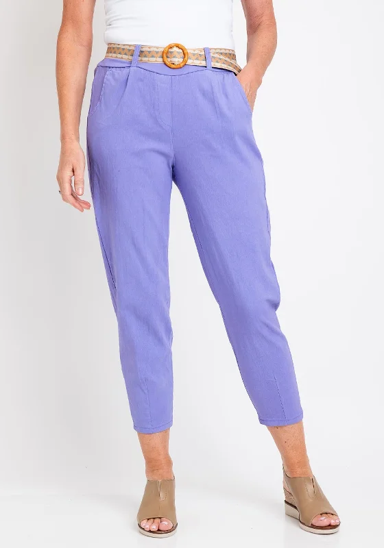 The Serafina Collection One Size Slim Crop Trouser, Lilac Trousers Polka Dot Cute