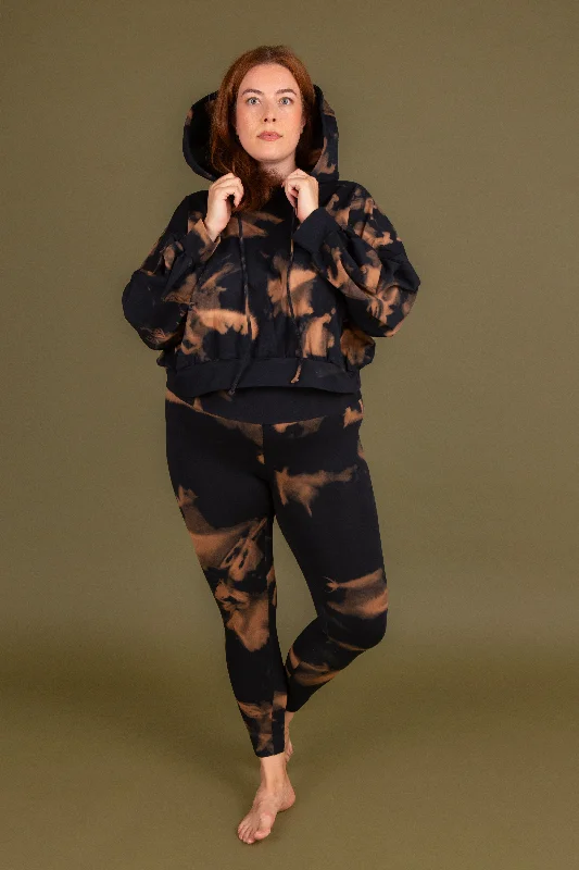 Oversized Cropped Hoodie in Acid Wash Hoodie with Ribbed Hem Stretchable Secure
