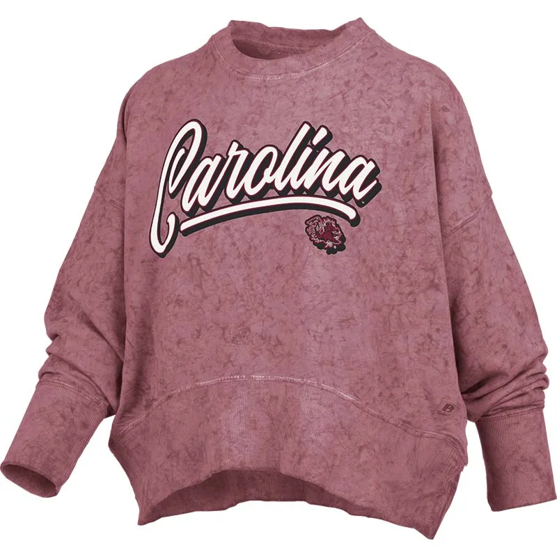 USC Harlow Waistline Crewneck Sweatshirt Hoodie with Hem Applique Textured Unique