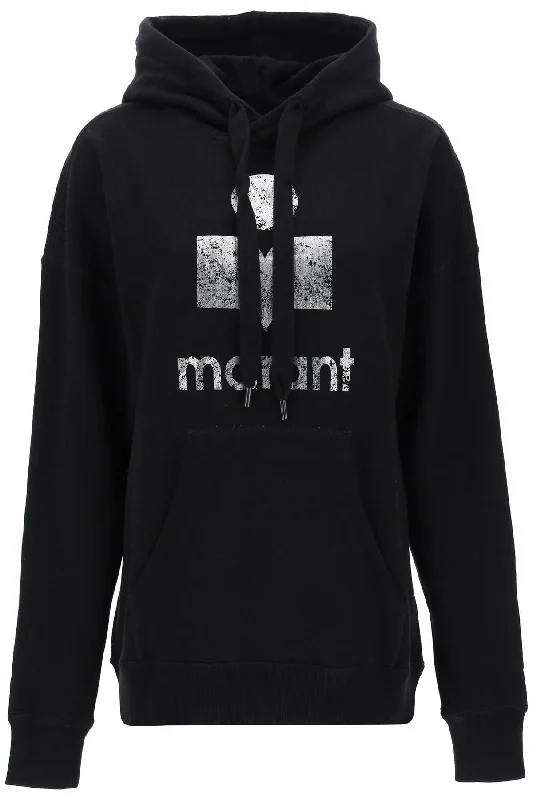 Isabel marant etoile mansel sweatshirt with metallic logo SW0001FA A3M01E BLACK Hoodie Dress Longline Feminine