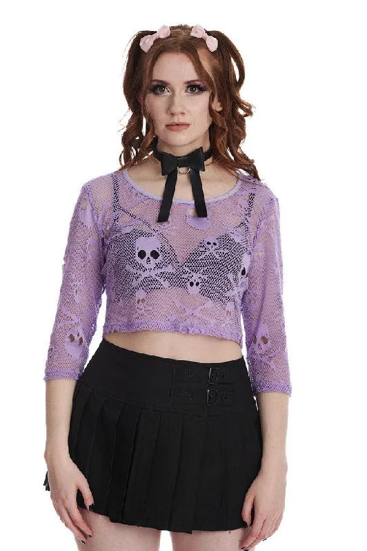 Skull Crop Top Front Pockets Side Pockets Patch Pockets