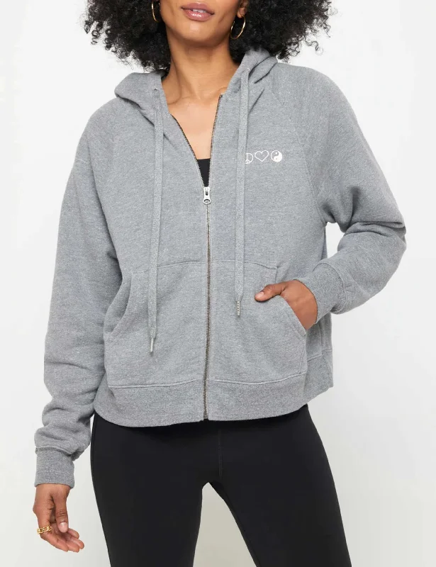 Inhale Exhale Everyday Zip Hoodie - Heather Grey Hoodie with Logo Branding Identity