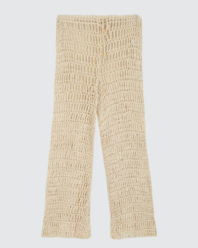 CROCHET NET TROUSERS IN ECRU Trousers practical easy-care