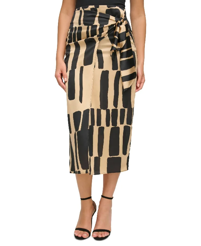 Women's Geometric-Print Wrap-Front Skirt seamless skirt comfort