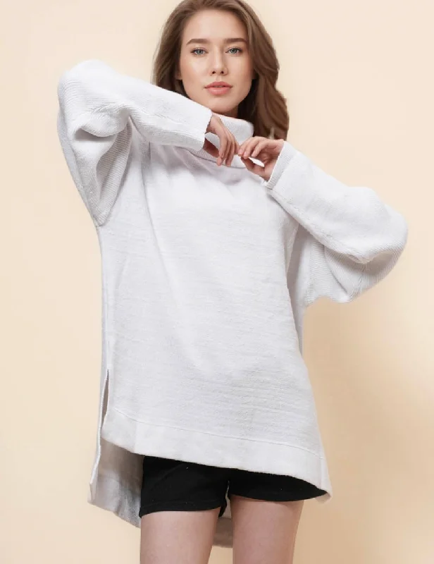 Ladies Hight Neck Solid Color Pullover Sweater SKT41085 Seamless Knitted Crochet