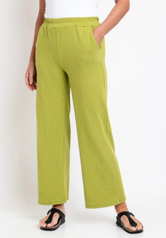 Serafina Collection One Size Wide Leg Trouser, Green Trousers Silk Elegant