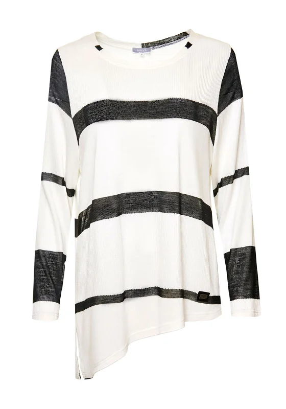 Naya Striped Rib Knit Jumper, White Lightweight Heavyweight Midweight