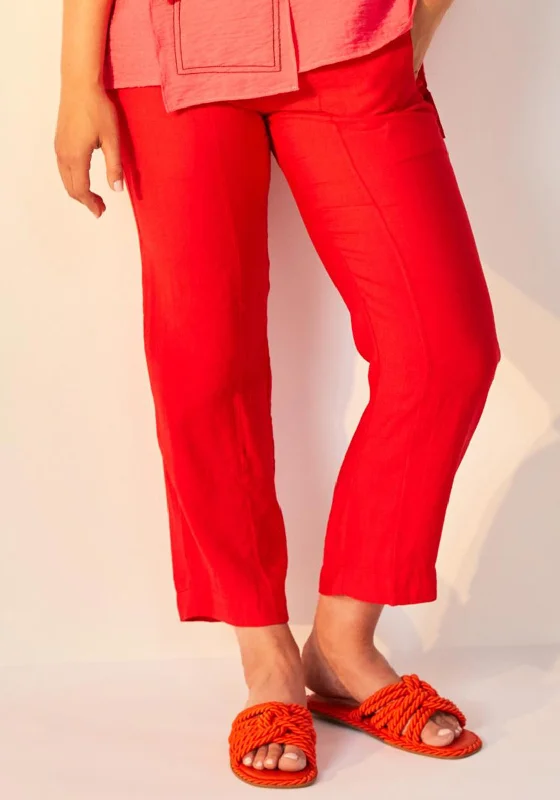 Ora Wide Leg Casual Trousers, Red Trousers Essential Wardrobe