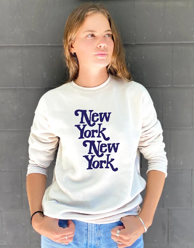 New York, New York Sweatshirt - Dune/Navy Hoodie with Zipper Versatile Modern