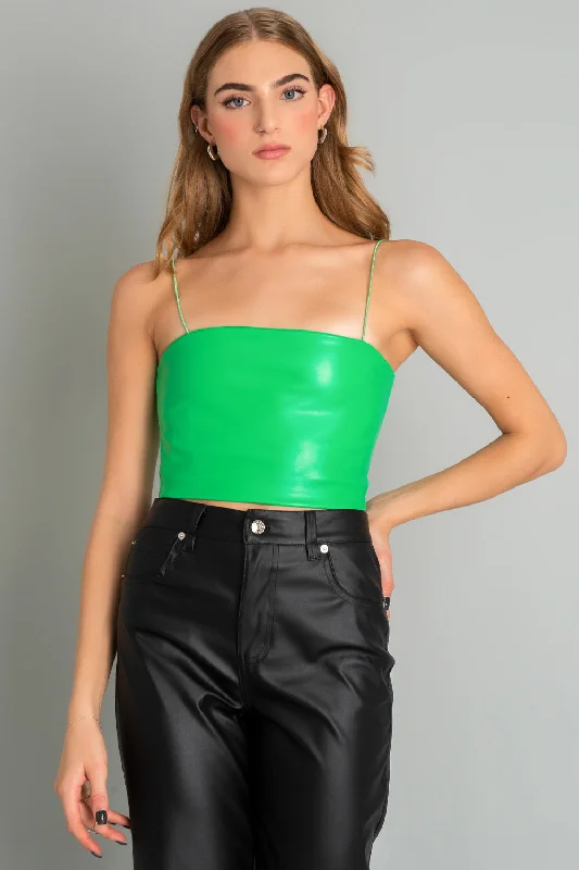 Crop top con tirantes elásticos efecto piel Thin Crop Top Open Front Quick Dry