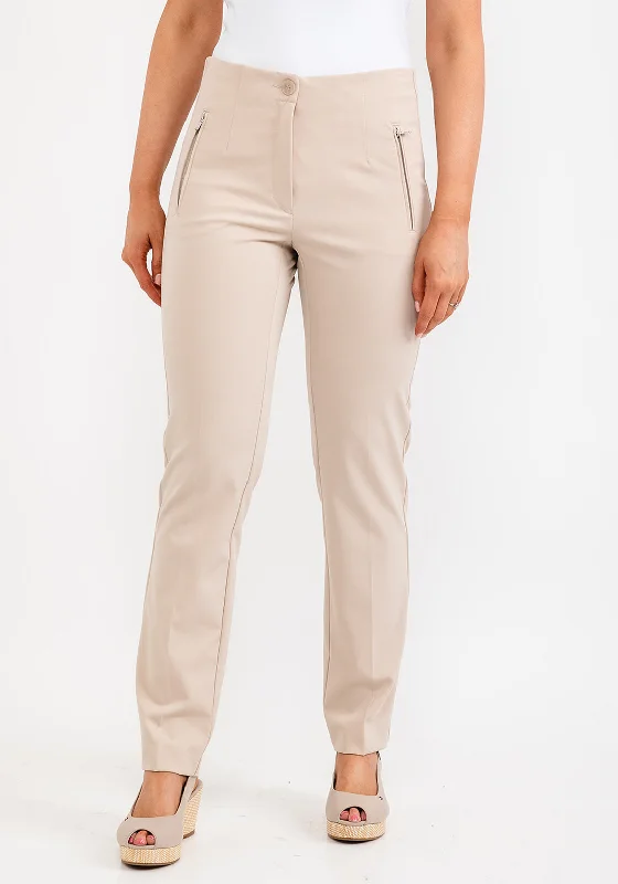 Zerres Jane Zip Pocket Slim Trousers, Cream Trousers Review Highly