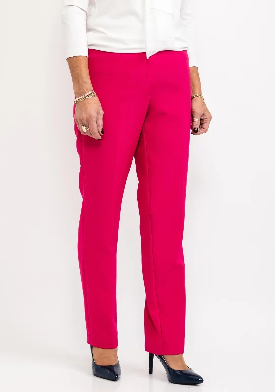 Avalon Penny Straight Leg Trousers, Raspberry Trousers Flared Retro