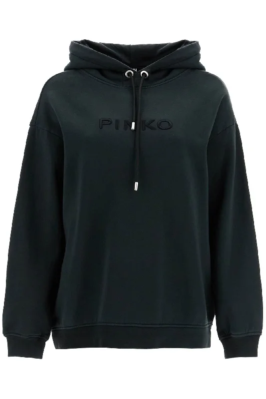 "oversized sweatshirt with 101685 A21P NERO CAVIALE Hoodie with Tied Waist Feminine Flattering