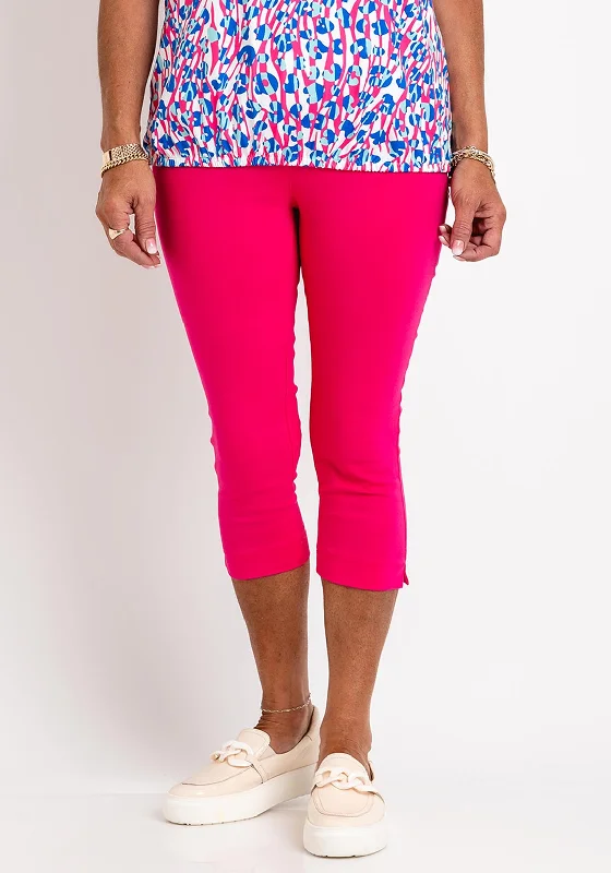 Leon Collection Eyelet Detail Capri Trousers, Fuchsia Trousers Office Stylish