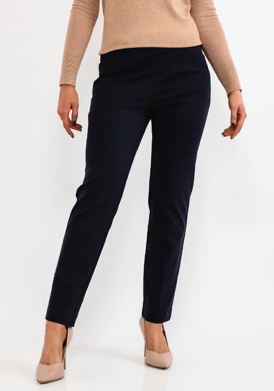 Zerres Gerda Zip Comfort Trousers, Navy Trousers Bridal Satin