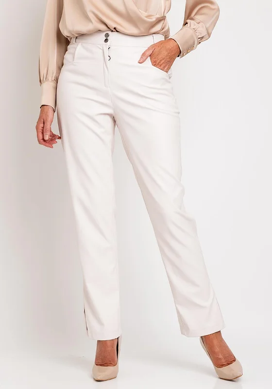 Camelot Faux Leather Straight Leg Trouser, Stone Trousers Essential Wardrobe