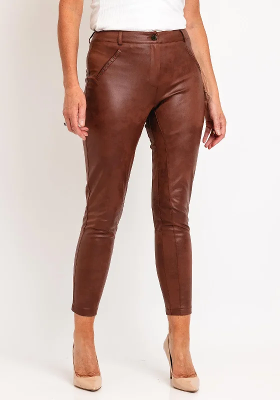 Eva Kayan Faux Leather Skinny Trouser, Brown Trousers practical easy-care