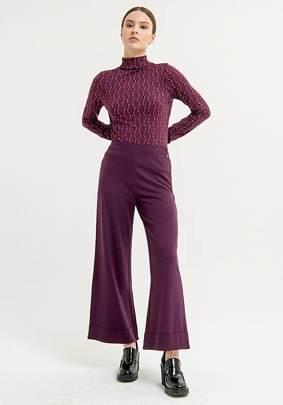 Surkana High Waisted Wide Leg Trouser, Plum Trousers luxurious premium