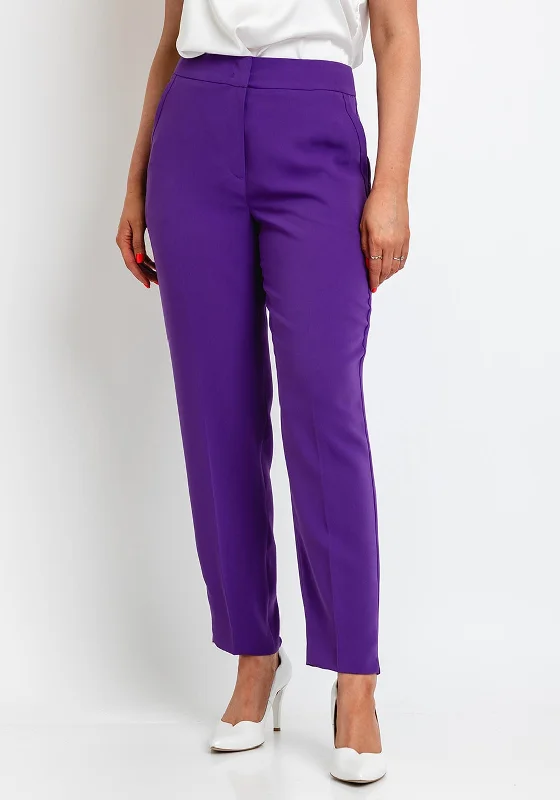 Gerry Weber Straight Slim Leg Trouser, Purple Trousers Occasion Special