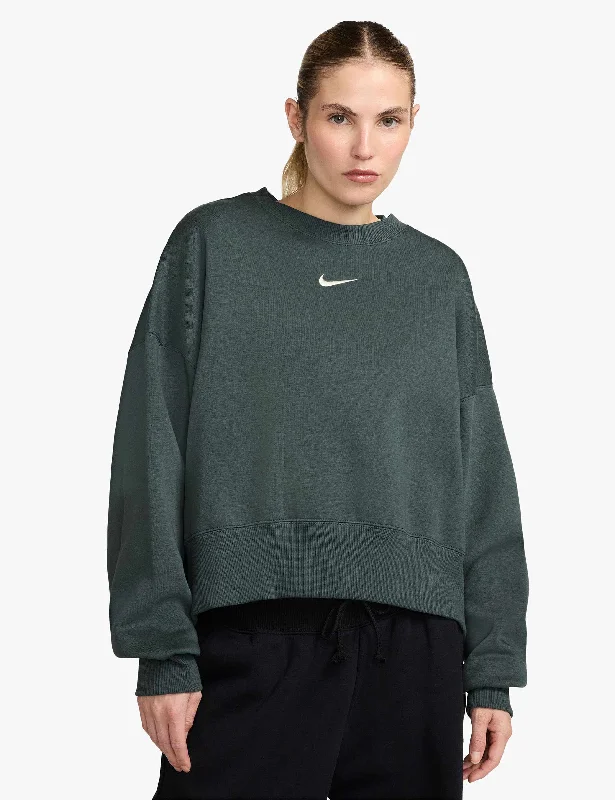 Sportswear Phoenix Fleece Sweatshirt - Vintage Green/Sail Hoodie with Embroidery Detailed Premium