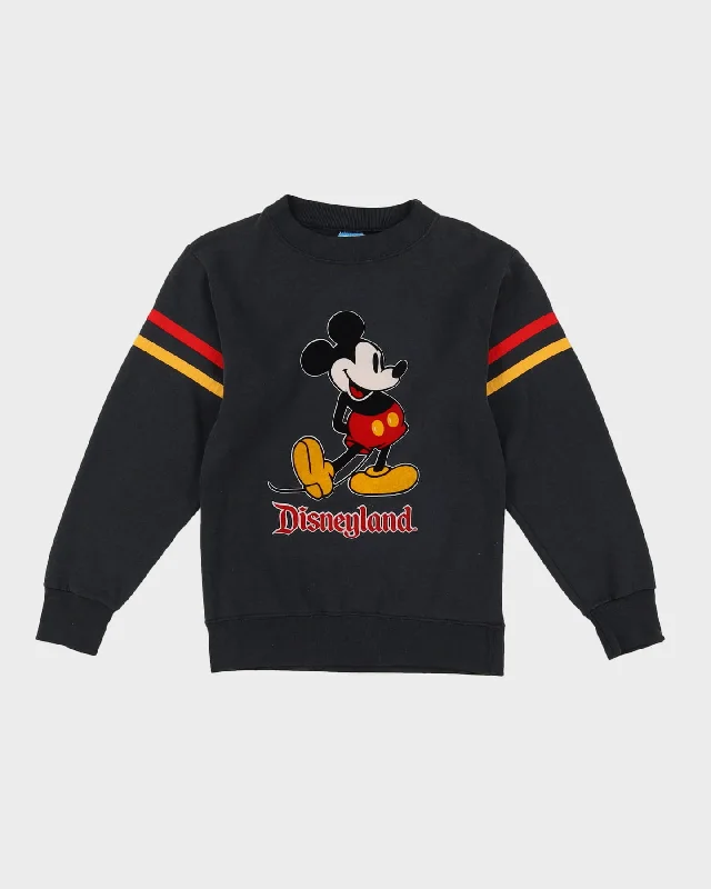 80s Mickey Mouse Disneyland Faded Black Walt Disney Productions Sweatshirt - S Hoodie with Pastel Soft Subtle