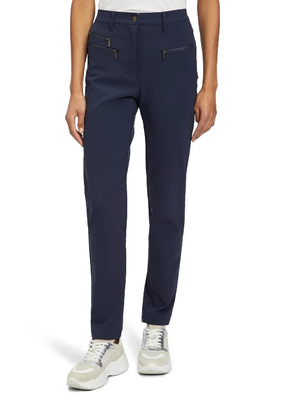 Betty Barclay 3 Zip Pocket Detail Trousers, Navy Trousers Denim Distressed