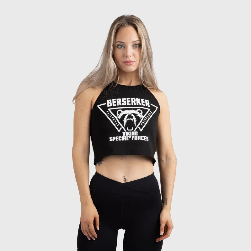 Crop Top, Berserker, Black Sequined Glittery Shiny