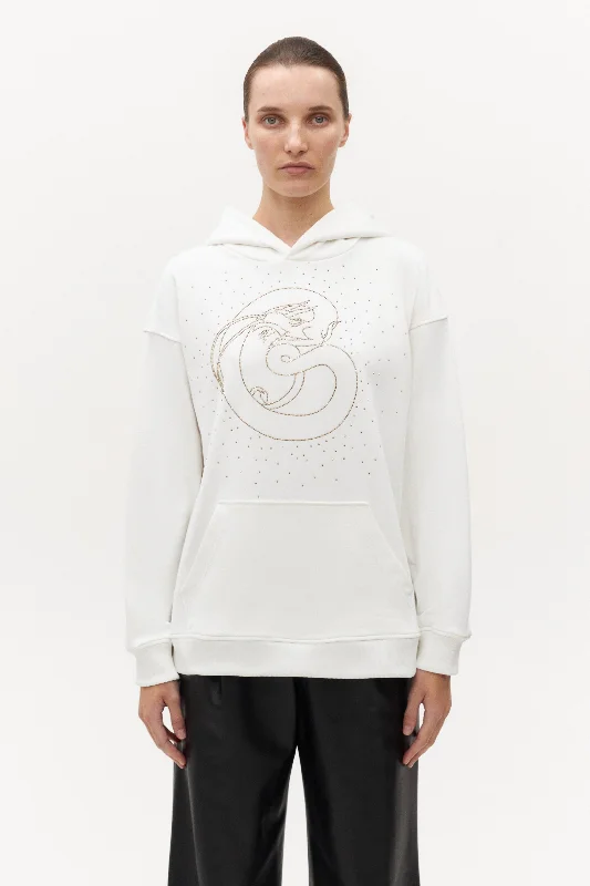 Hoodie "Dragon" Crystal Hoodie with Oversized Fit Loose Comfortable