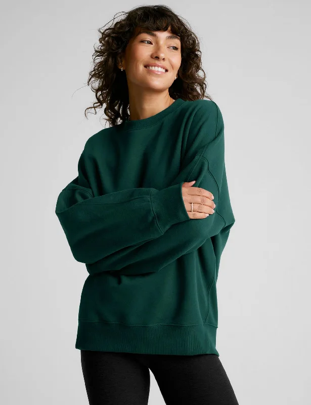 Solstice Fleece Oversized Sweatshirt - Dark Spruce Green Hoodie with Hood Adjustable Protection