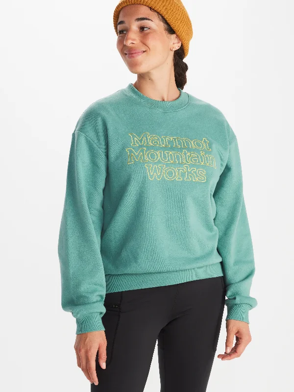 Wm's Marmot Mountain Works Boxy Crewneck Sweatshirt Hoodie with Pastel Soft Subtle