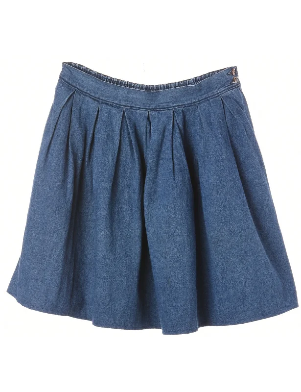 Label Short Denim Skirt pleated skirt texture