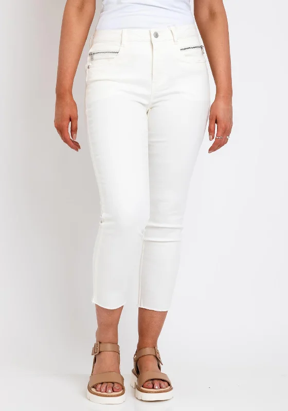 Fransa Max Tessa Skinny Crop Trousers, Cream Trousers Essential Wardrobe