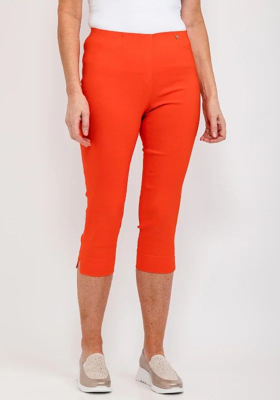 Robell Marie 07 Slim Fit Cropped Trousers, Orange Trousers Culottes Wide Leg