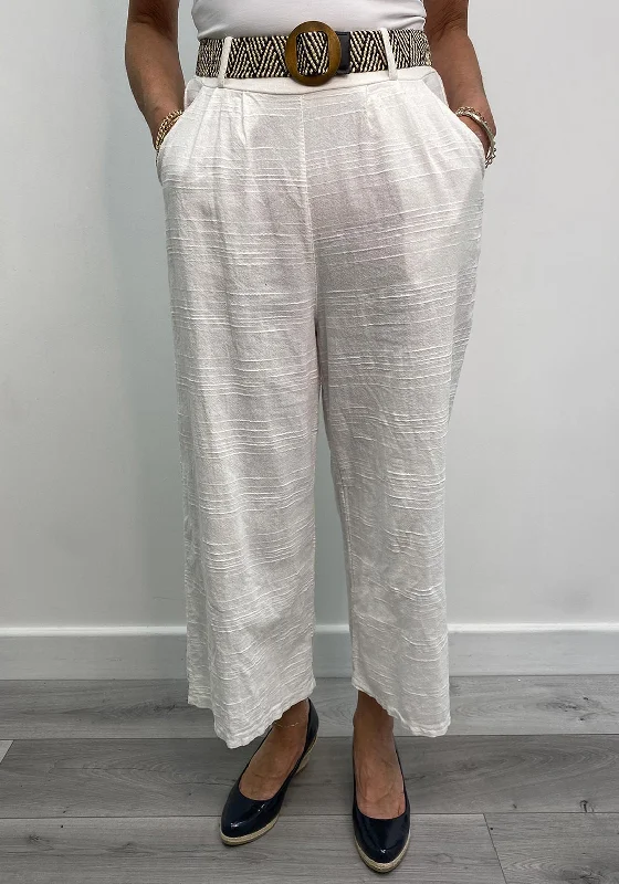 The Serafina Collection One Size Wide Leg Crop Trouser, White Trousers Trousers Formal