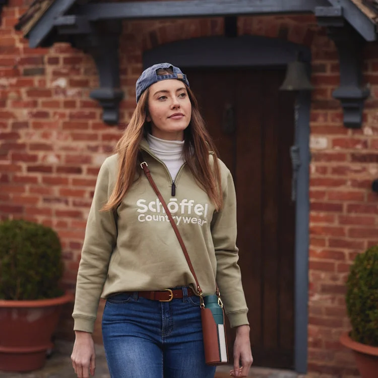 Schoffel Ladies St Issey Sweatshirt - Light Sage Hoodie with Color Block Contrast Stylish