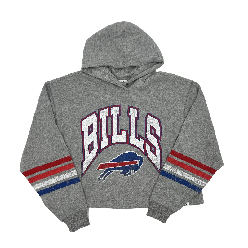 Women's '47 Brand Buffalo Bills Slate Gray Cropped Bennett Hoodie Hoodie with Ribbed Neckline Snug Warm