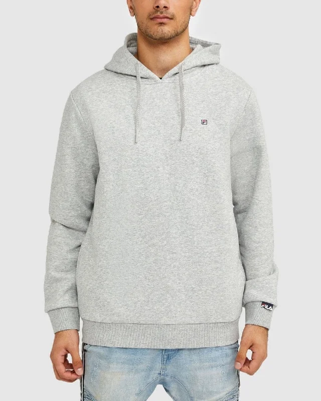 FILA UNISEX UNI BADGE SILVER MARLE HOODIE Hoodie with Exposed Zipper Edgy Industrial