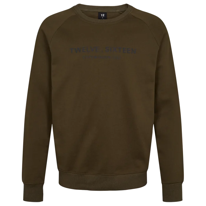 Twelve Sixteen Sweatshirt Flaske Grøn 100% Bomuld Hoodie with Side Slits Relaxed Casual