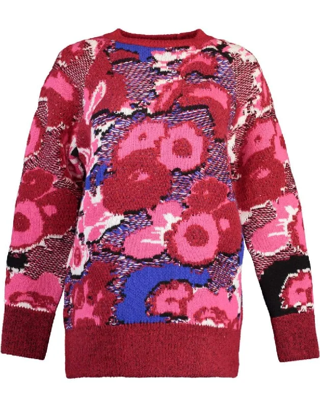 Multicolor Floral Floral Jacquard Sweater Stylish Fashionable Trendy