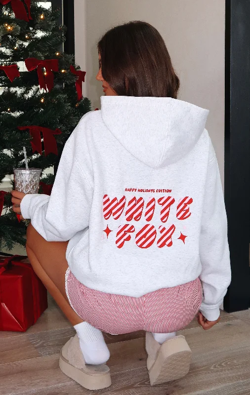 Deck The Halls Oversized Hoodie Grey Marle Hoodie with Pocket Utility Practical